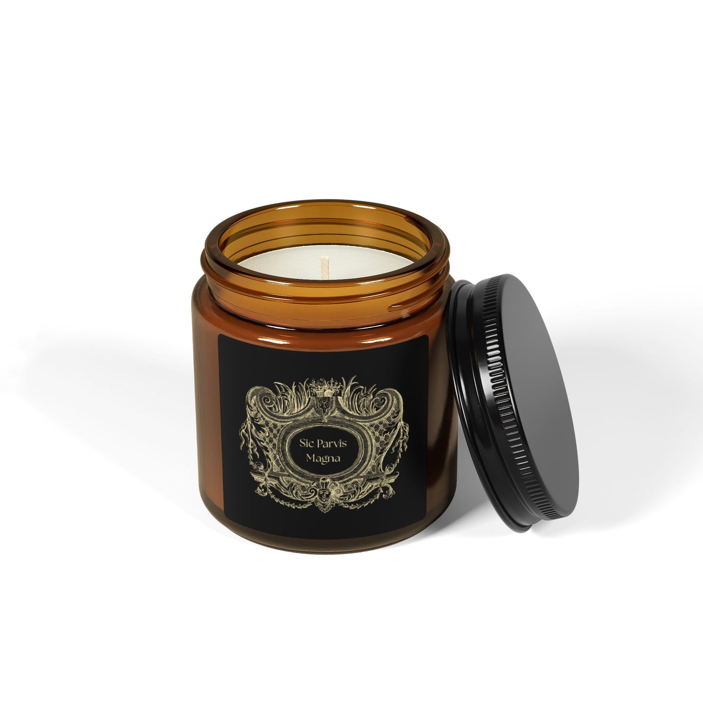 Sic Parvis Magna Candle | Latin Philosophy Candle | Dark Academia Home Decor | Gothic Scented Candle