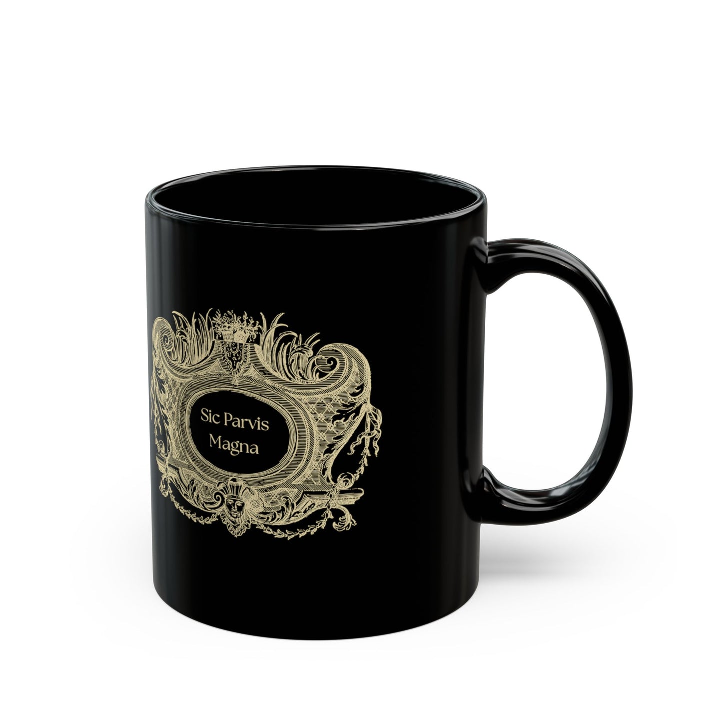 Sic Parvis Magna Mug | Latin Philosophy Coffee Mug | Dark Academia Ceramic Mug | Gothic Quote Mug