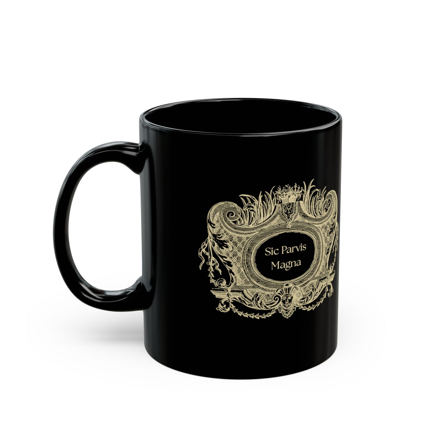 Sic Parvis Magna Mug | Latin Philosophy Coffee Mug | Dark Academia Ceramic Mug | Gothic Quote Mug