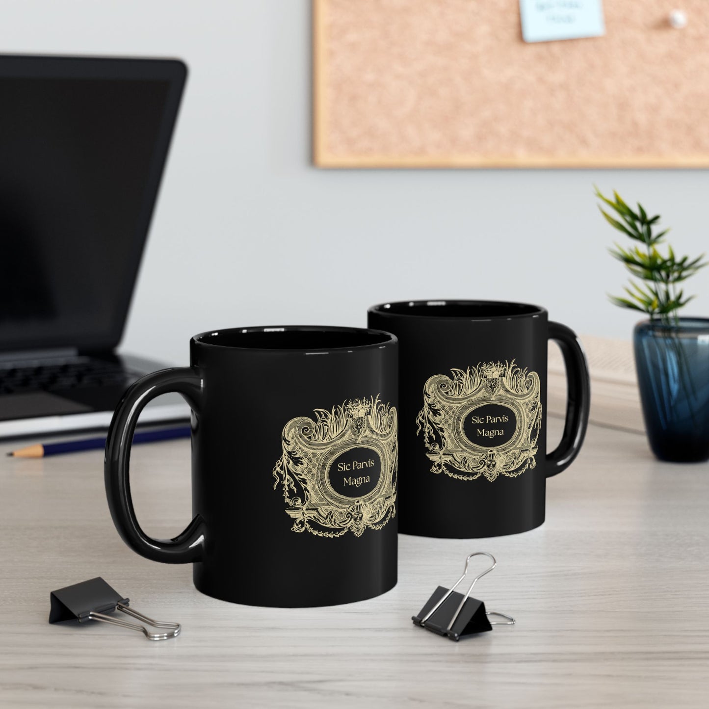 Sic Parvis Magna Mug | Latin Philosophy Coffee Mug | Dark Academia Ceramic Mug | Gothic Quote Mug
