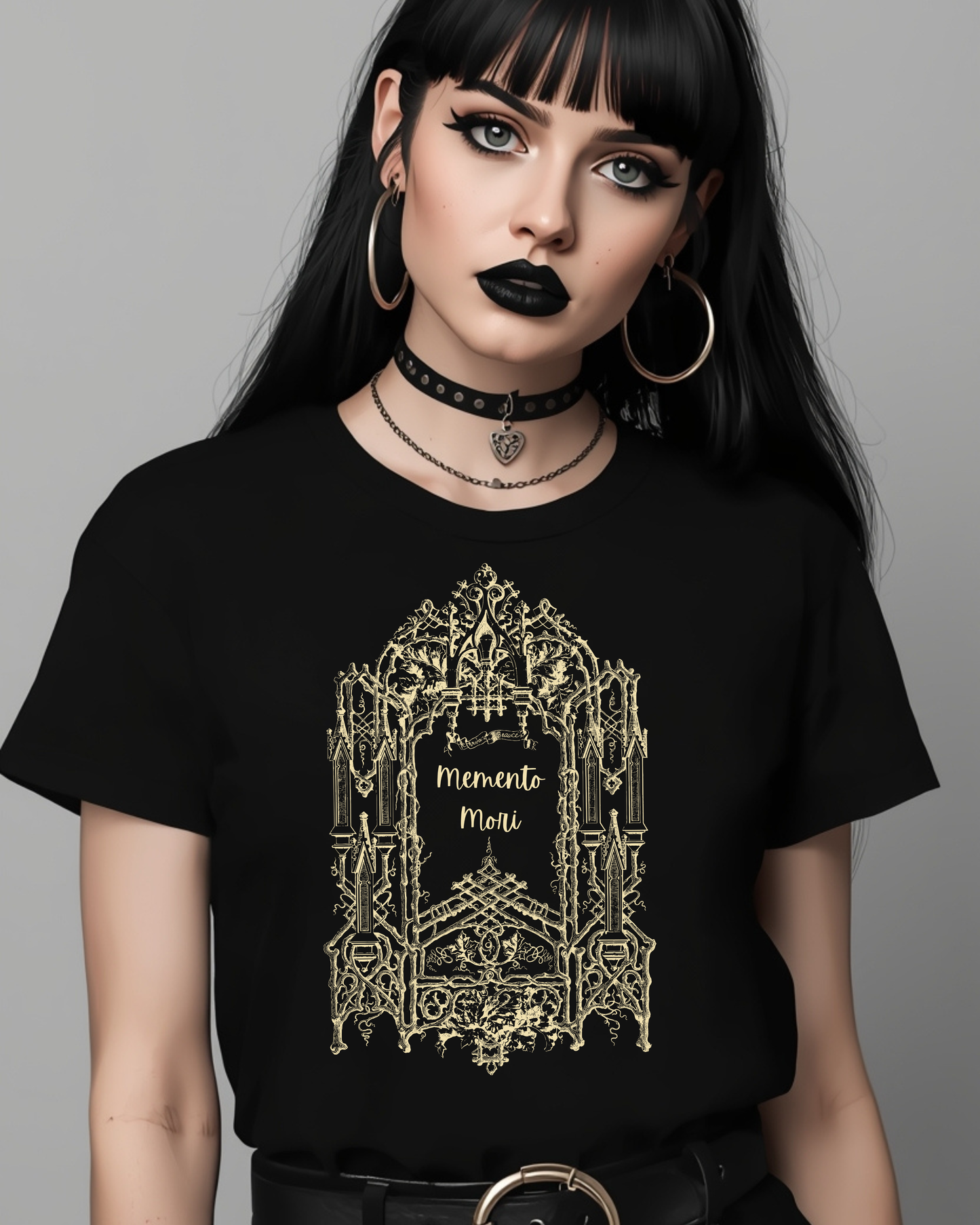 Unisex Memento Mori T-Shirt | Dark Academia Gothic Shirt | Stoic Philosophy Tee | Medieval Latin Quote Apparel