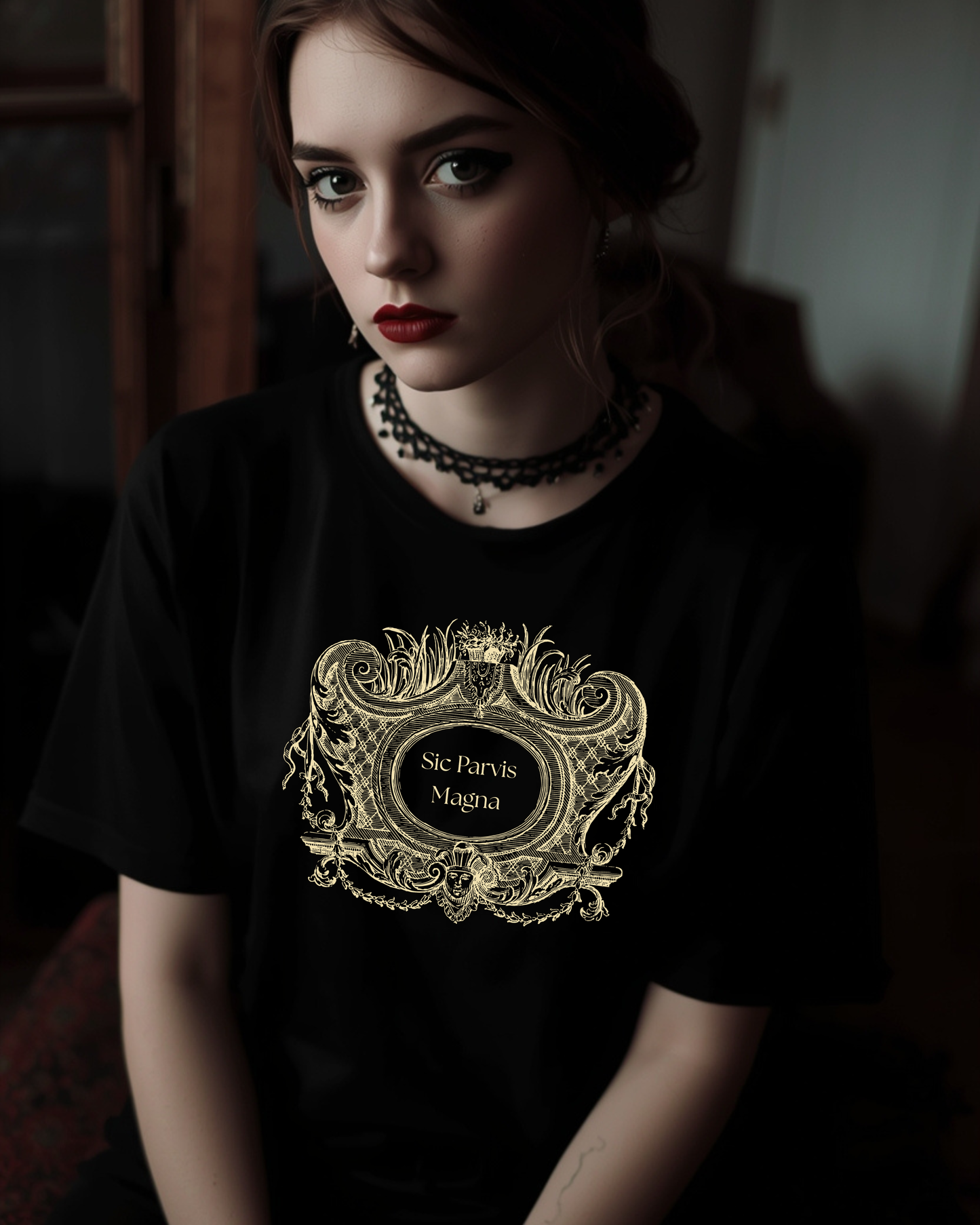 Unisex Sic Parvis Magna T-Shirt | Dark Academia Shirt | Latin Quote Apparel | Gothic Philosophy Tee